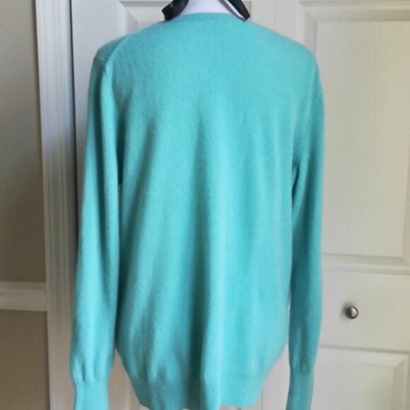 Halogen Nordstrom 1X Teal Cashmere V-Neck Sweater Excellent Condition! - Picture 4 of 5